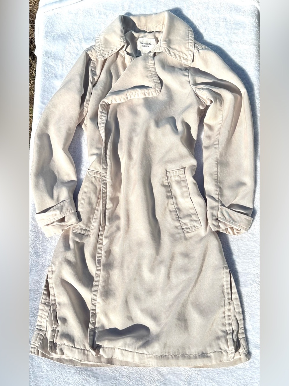 Abercrombie & Fitch Super Soft Classic Beige Trench Coat Size Medium